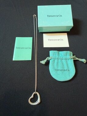 Tiffany & Co. Elsa Peretti Open Heart Pendant Necklace .925 Silver